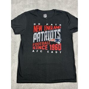 NFL Team Apparel New England Patriots Mens Size Large Graphic Tee Black Shirt